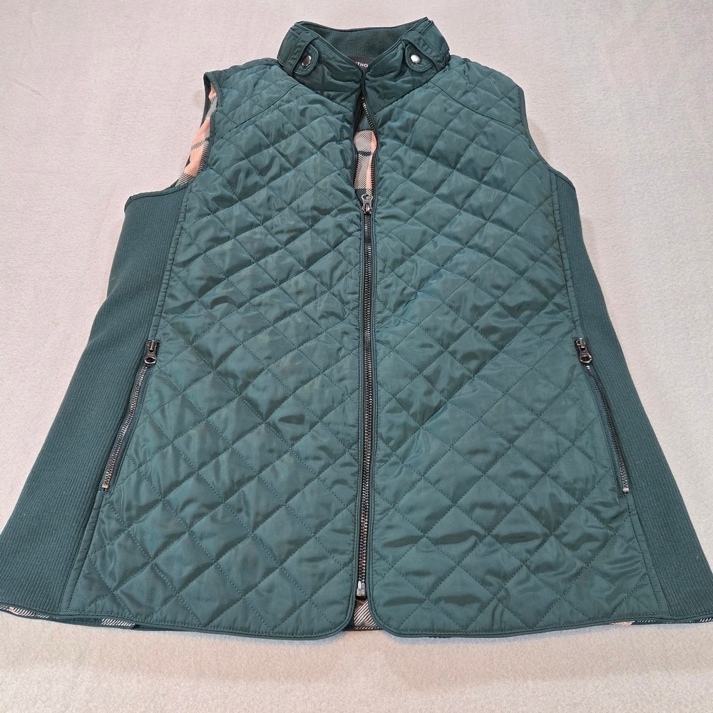 41 Hawthorn Quilted Vest Womens Large Green Diamond Puffer Plaid Lined Mock Neck - Picture 1 of 7
